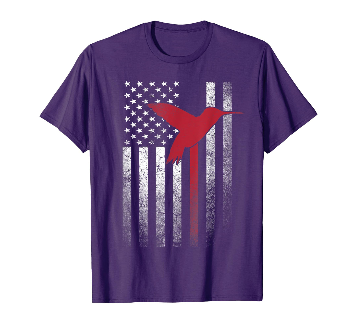 Hummingbird Bird- 4th of July American Flag USA America T-Shirt for Women Men