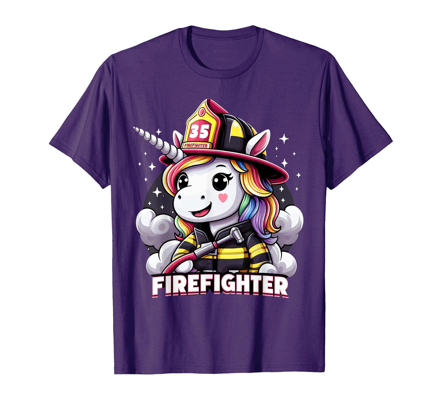 Firefighter Unicorn Kids Girls Women Rainbow Firefighting T-Shirt