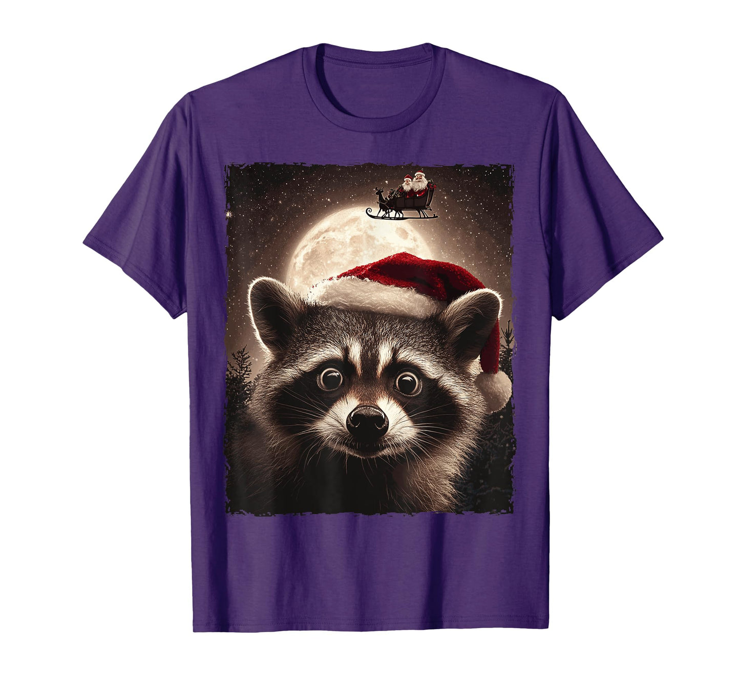 Funny Raccoon Selfie Santa Moon Xmas Christmas T-Shirt
