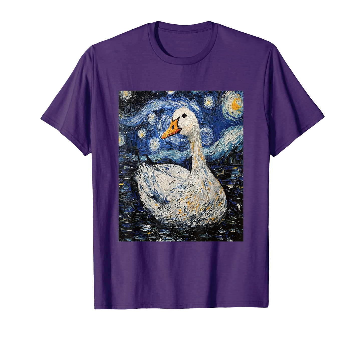Funny Goose Duck - Van Gogh Style - Starry Night T-Shirt