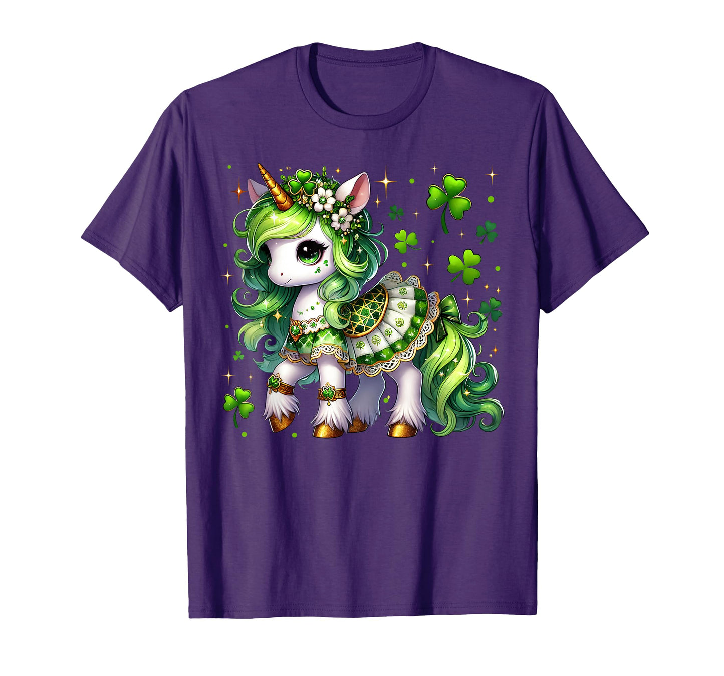 Cute Unicorn Shamrock St Patricks Day Girls Kids Lepricorn T-Shirt