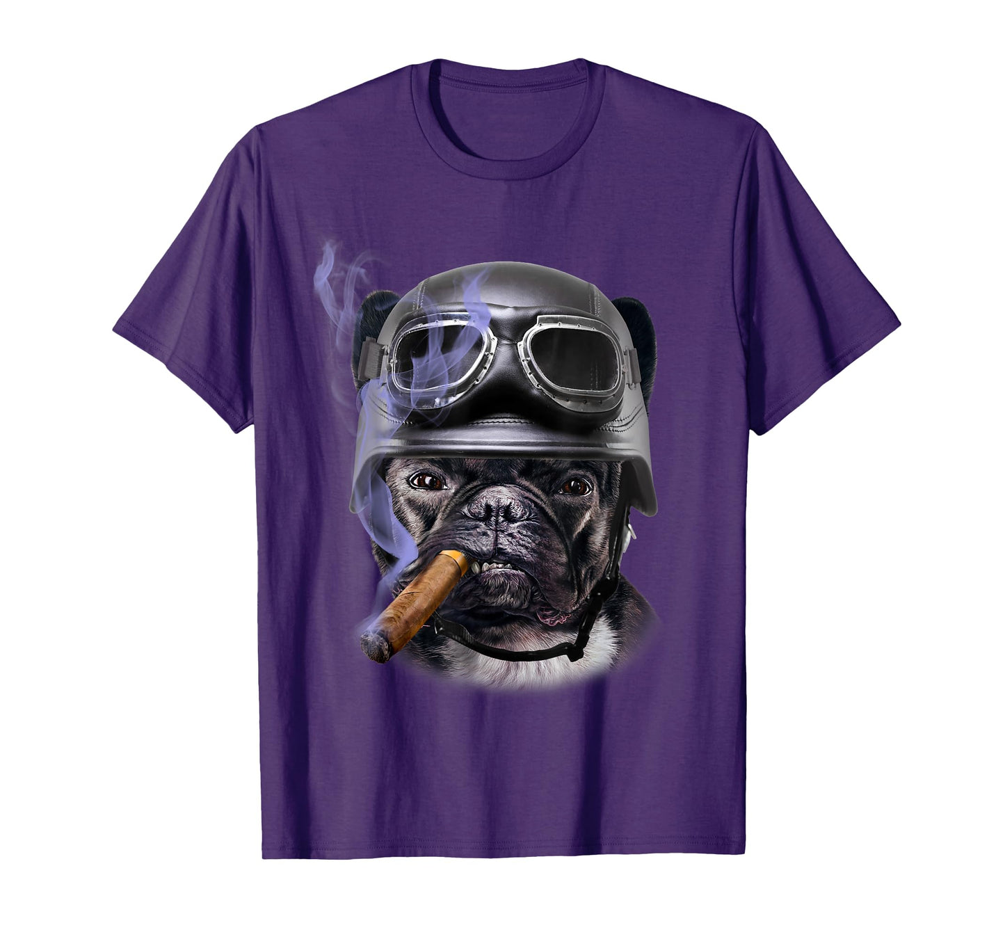T-Shirt, French Bull Dog Biker in Motorcycle Helmet, Cigar T-Shirt for Men Women
