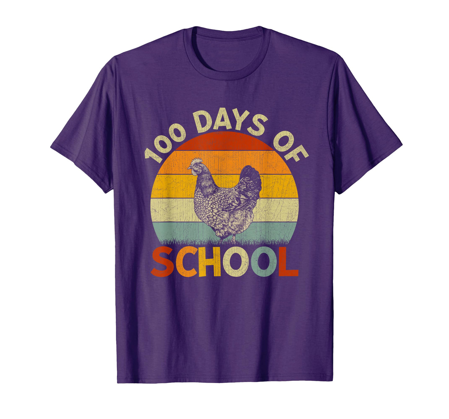 Chicken Retro Boys Girls Teachers 100th Day of School T-Shirt