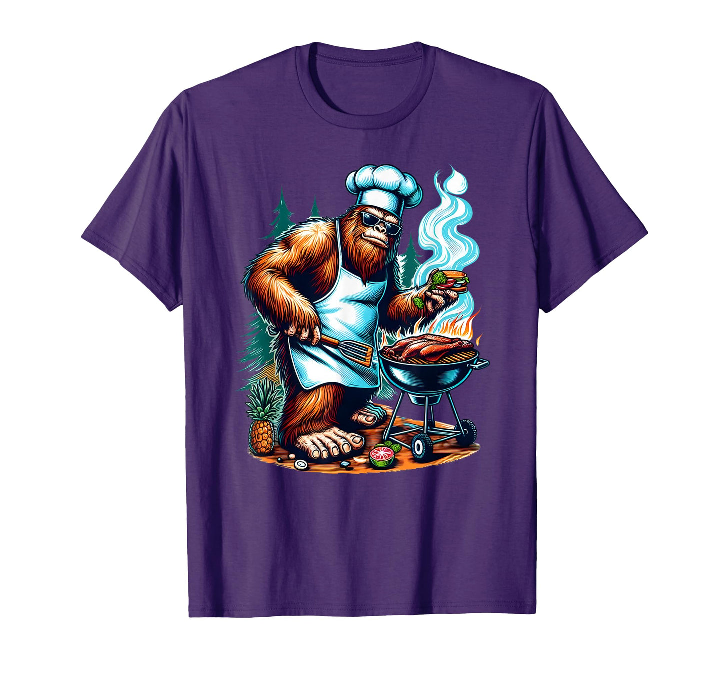 BBQ Master Bigfoot Chef Grill Cooking Barbecue Dad Funny T-Shirt