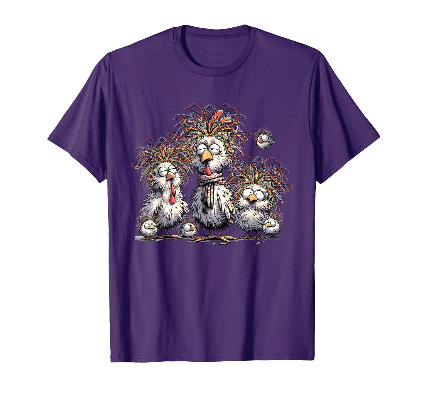 Eagerlys Colorful Chicken Funny Crazy Chicken Family T-Shirt