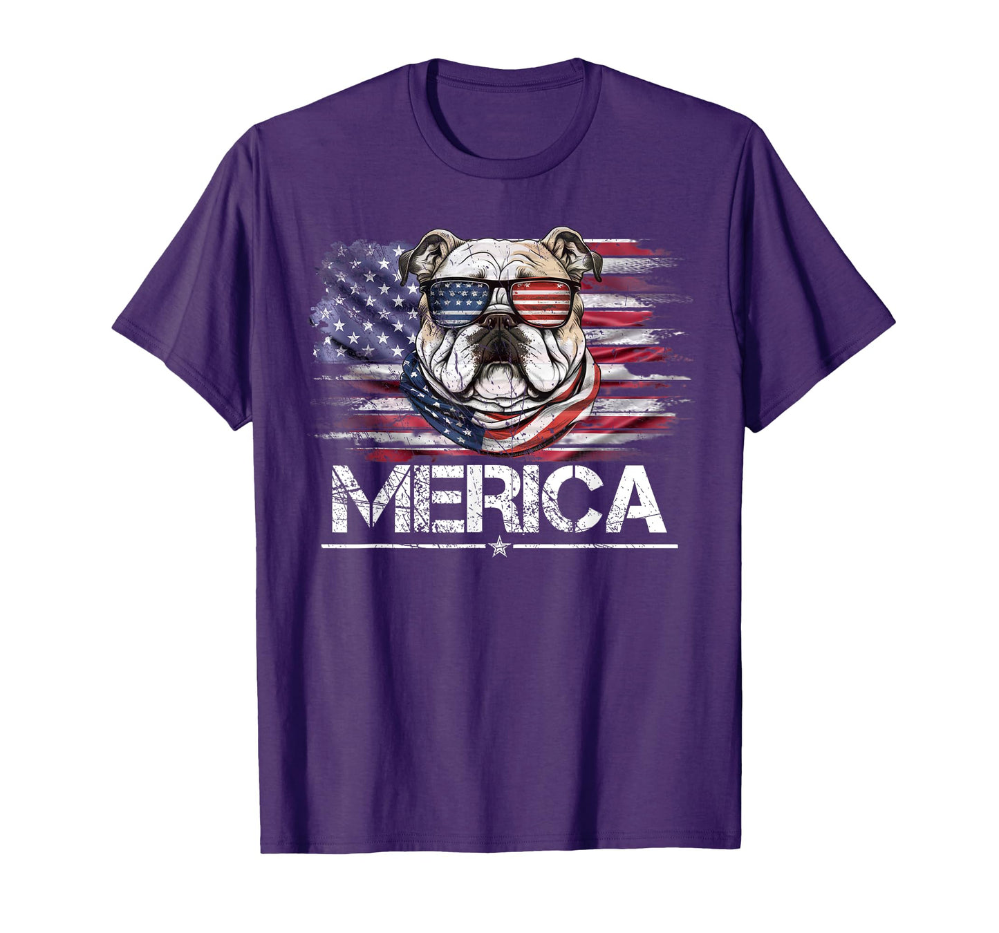 Vintage Bulldog Dog, Merica Bulldog Dog USA Flag Funny T-Shirt for Women Kids Men