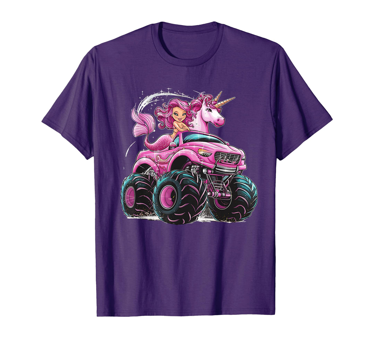 Mermaid Unicorn Monster Truck Birthday Girl Monster Truck T-Shirt