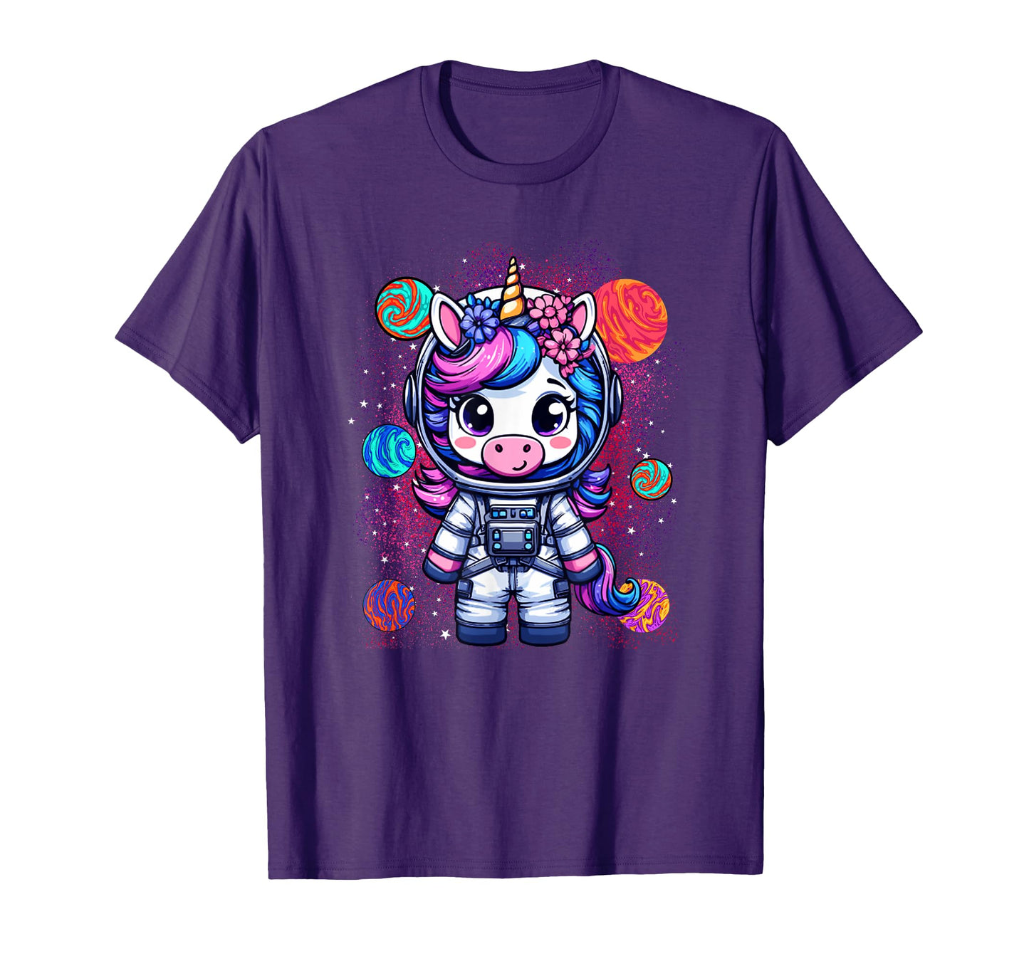 Unicorn Astronaut Cute Space Suit Galaxy Planet Womens Girls T-Shirt