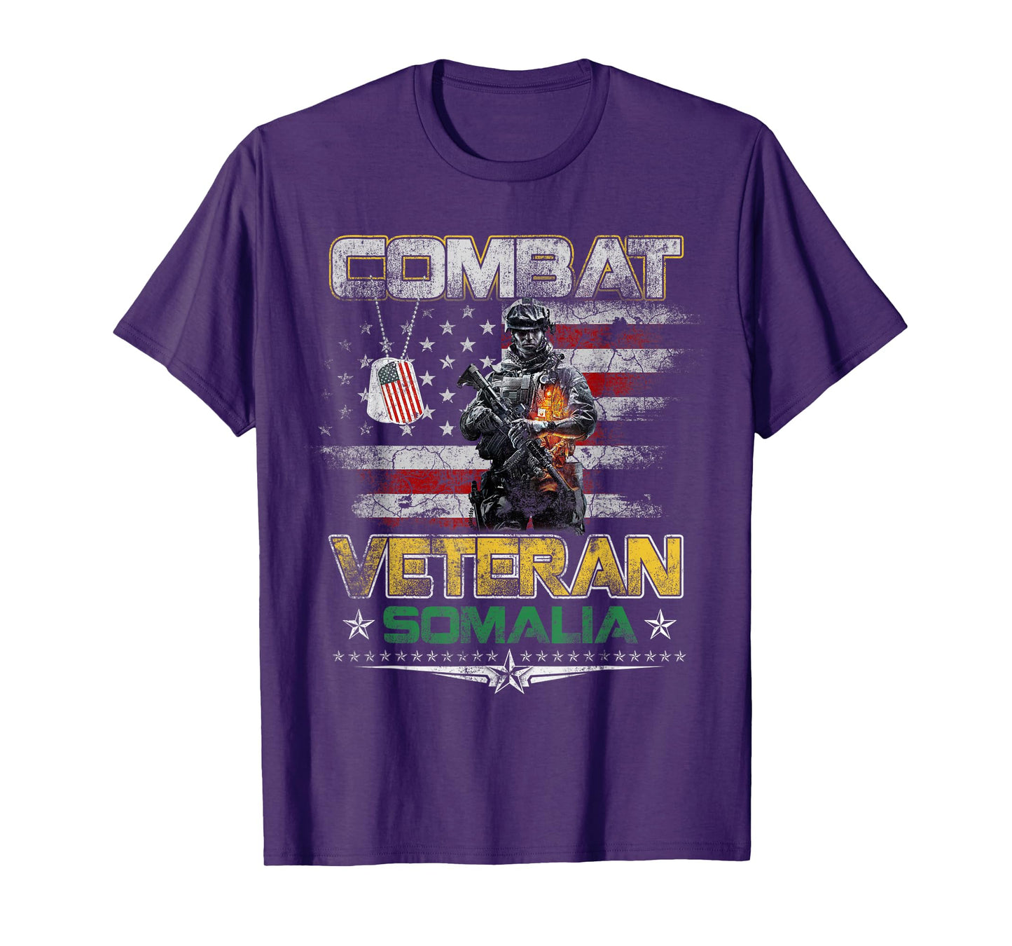 Combat Veteran Somalia Military Vintage Flag Veterans Day T-Shirt