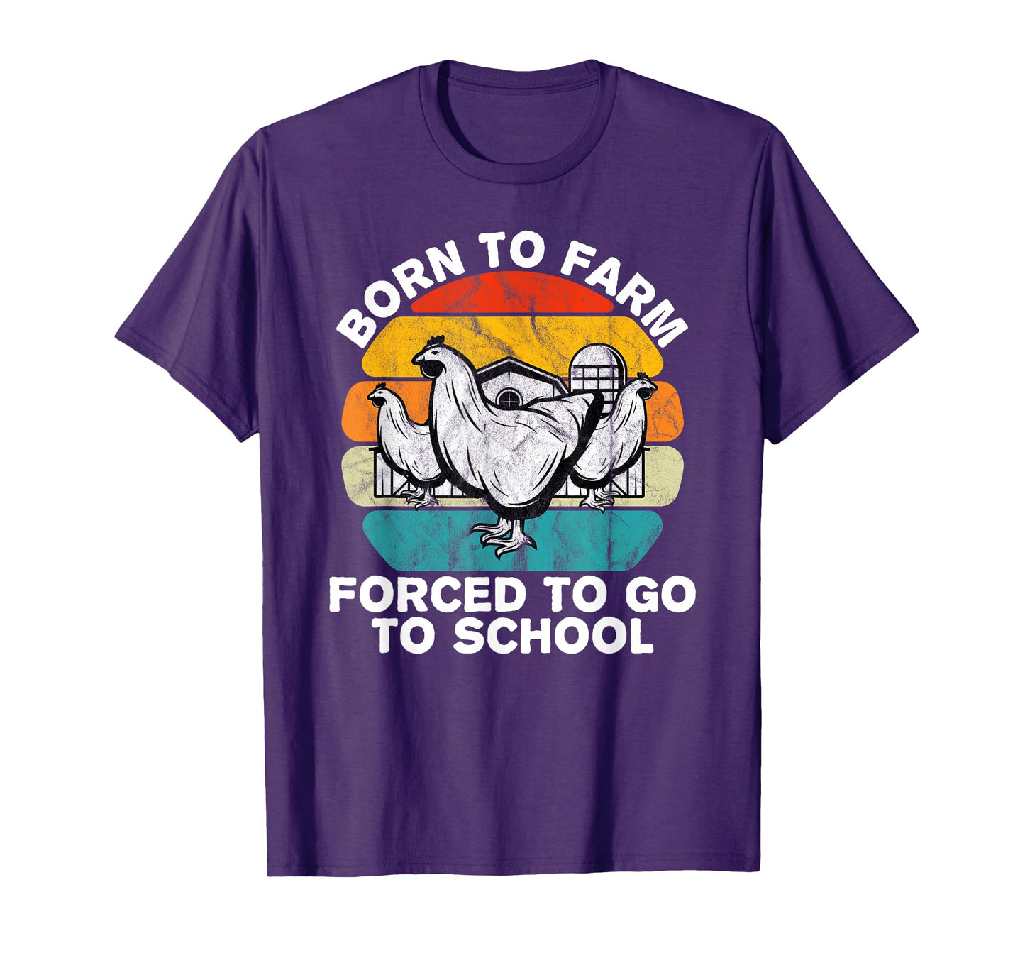 Born to Farm Forced To Go To School Kids Chicken Farmer Gift T-Shirt