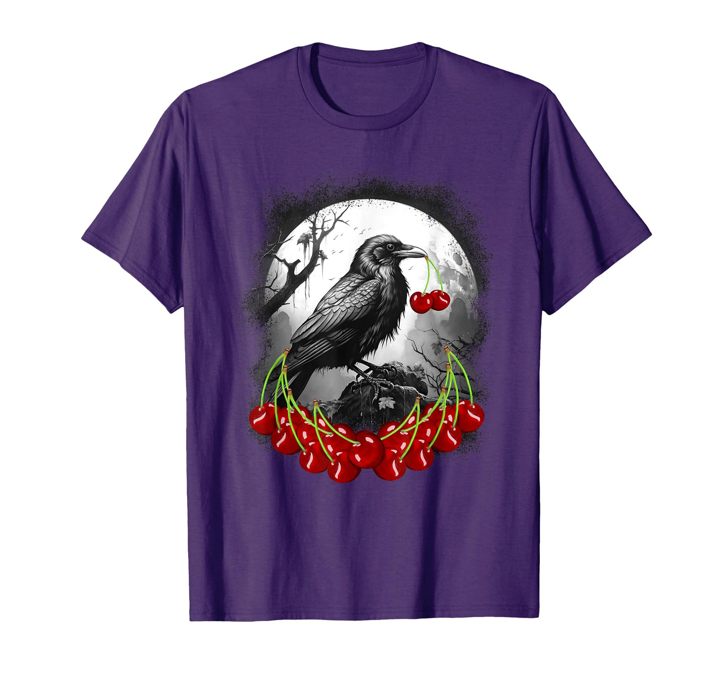 Mystical Bird Birds Crows Crows Cherry Cherries Ravens T-Shirt