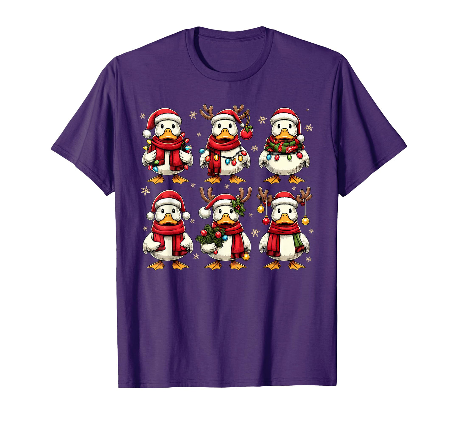 Cute Duck Santa Christmas Lights Funny Xmas Animal Lover T-Shirt