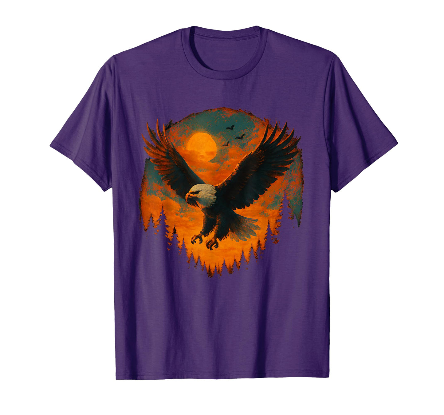 Retro Eagle Flying Forest Animal Wildlife Vintage Bird Lover T-Shirt
