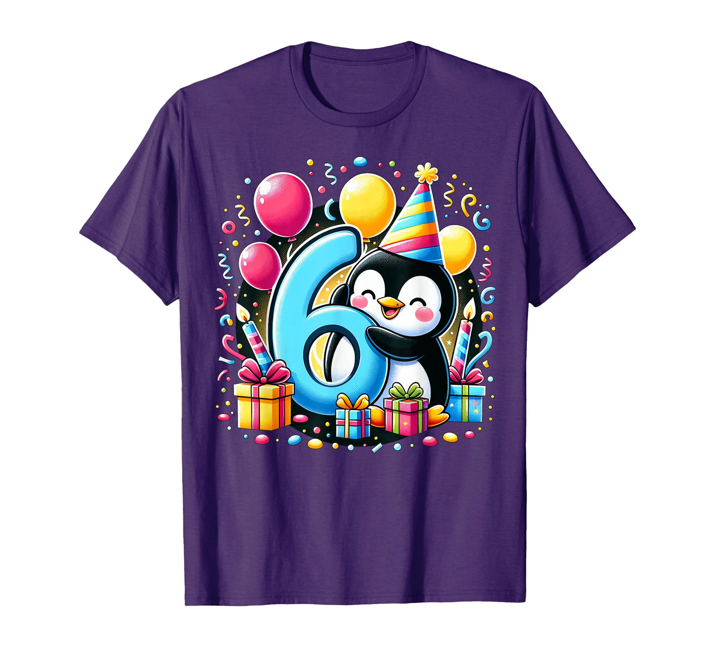 Kids Penguin Theme sixth Bday Party 6th Penguin Birthday T-Shirt