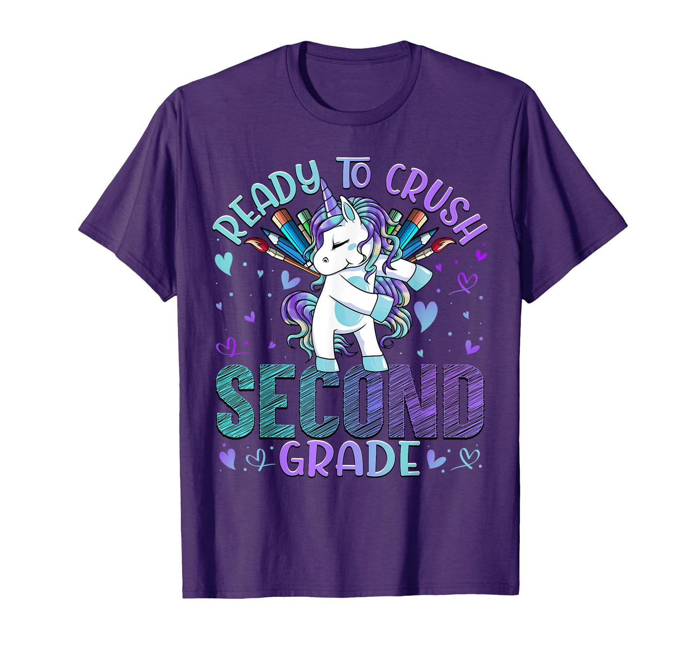 Ready to Crush Second 2nd Grade Back To School Unicorn Kids T-Shirt