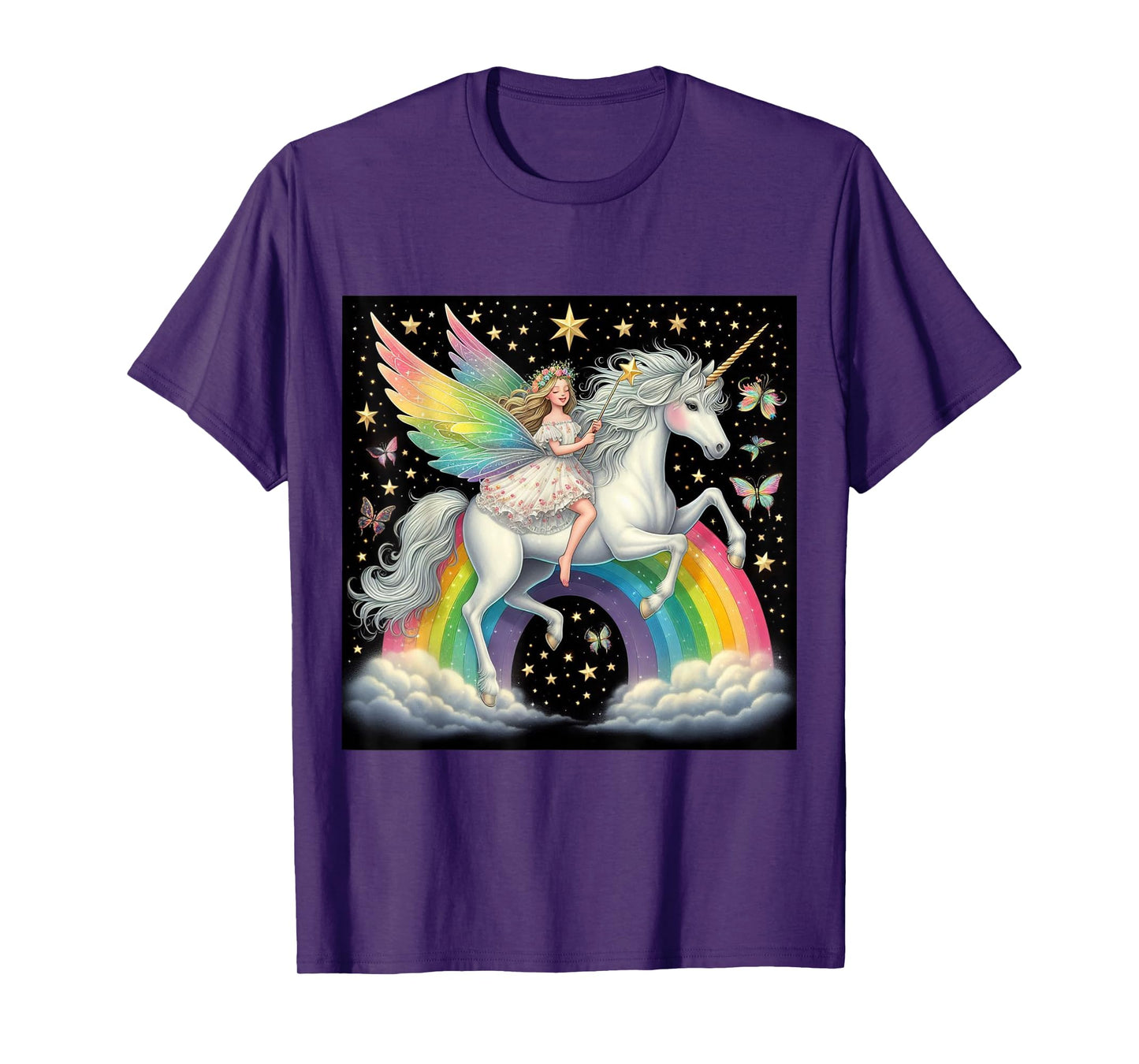 Fairy Riding A Unicorn Boys Girls Men Women Kids Adults T-Shirt