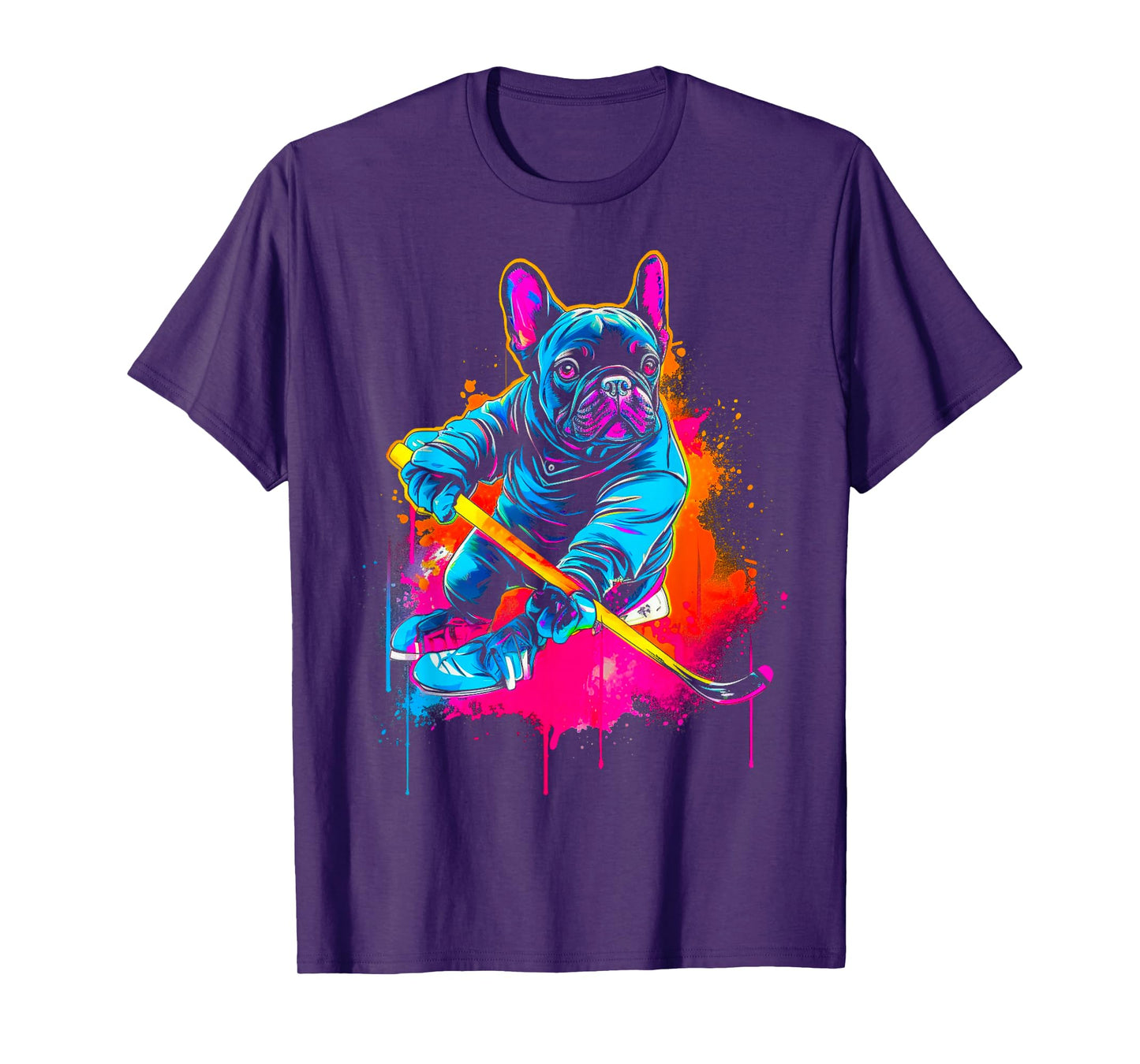 Pop Art French Bull Dog Hockey T-Shirt