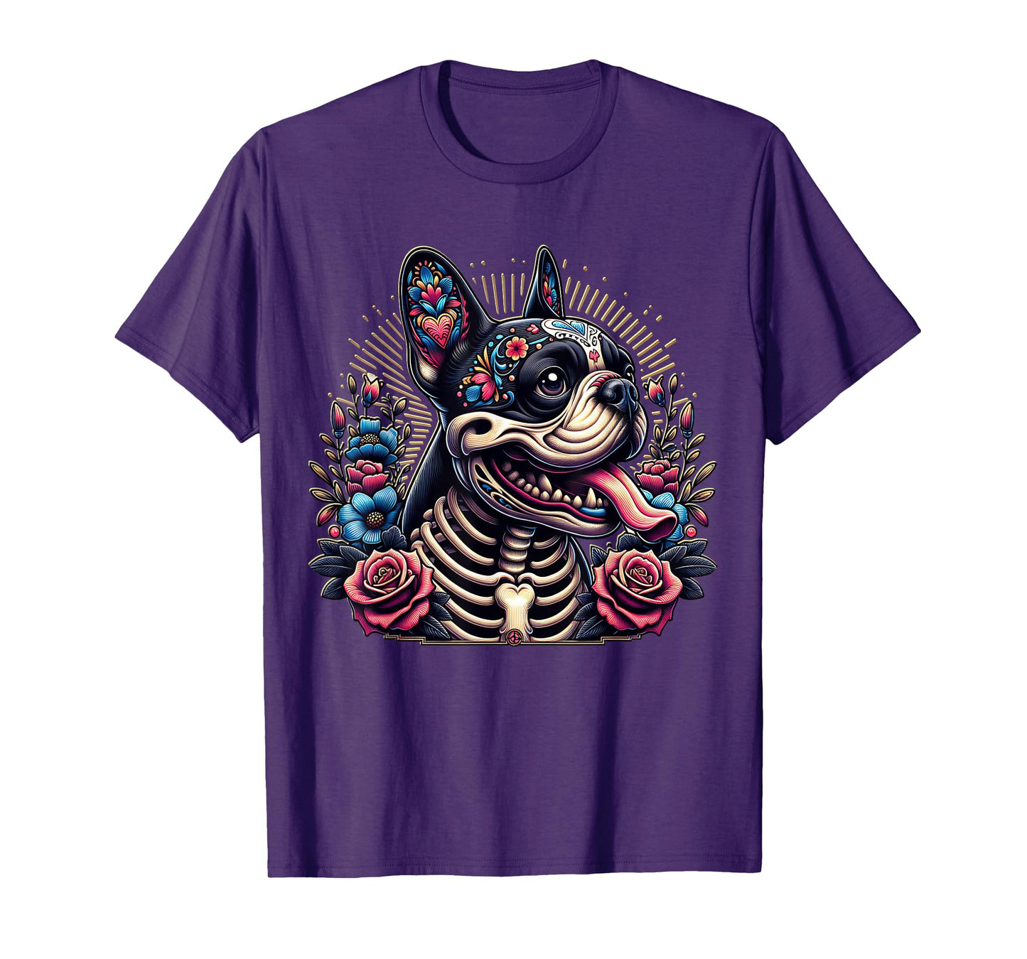 French Bulldog Dia De Los Muertos French Bulldog Skeleton T-Shirt