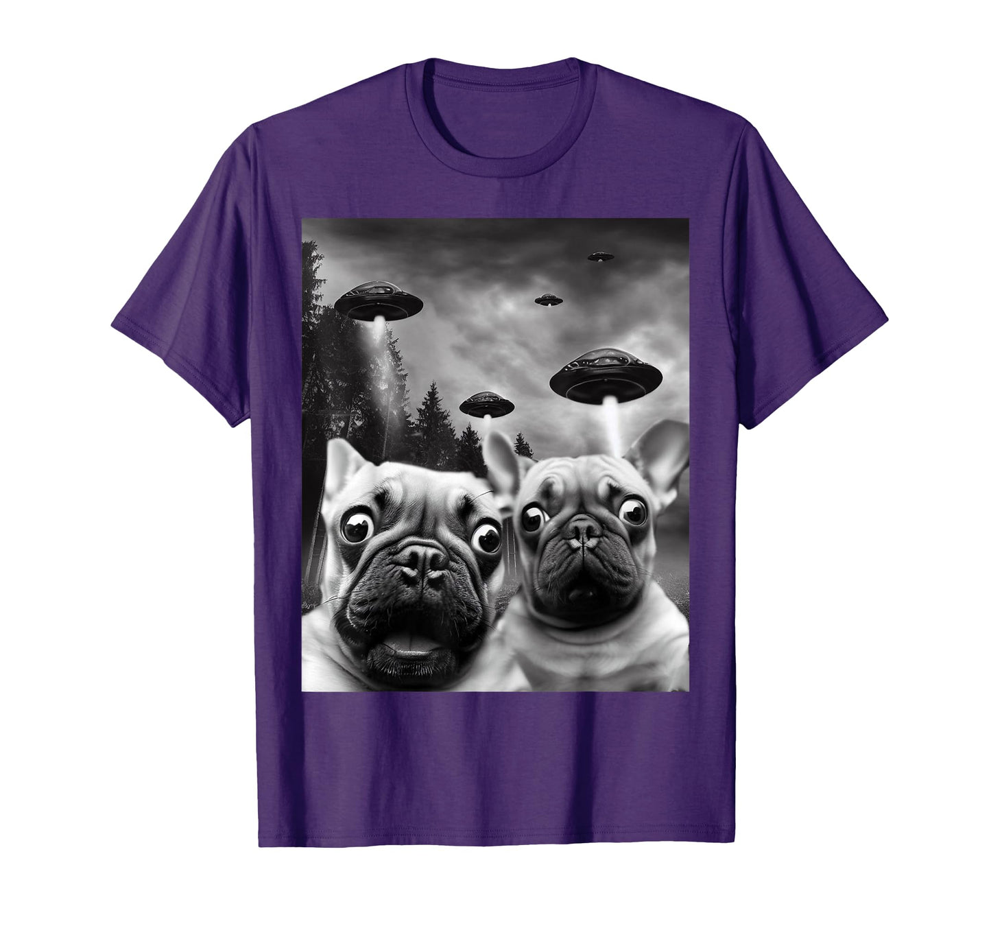 Frenchie UFO Selfie - Funny French Bulldog Alien T-Shirt