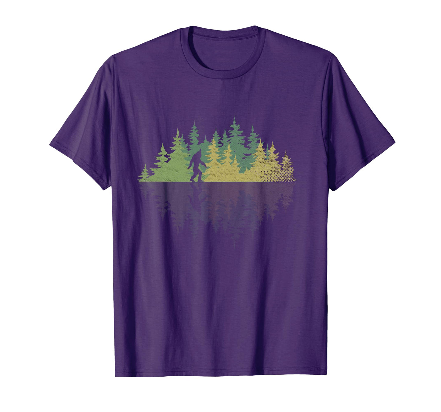Sasquatch Yeti Reflection Forest Trees Conspiracy Bigfoot Long Sleeve T-Shirt
