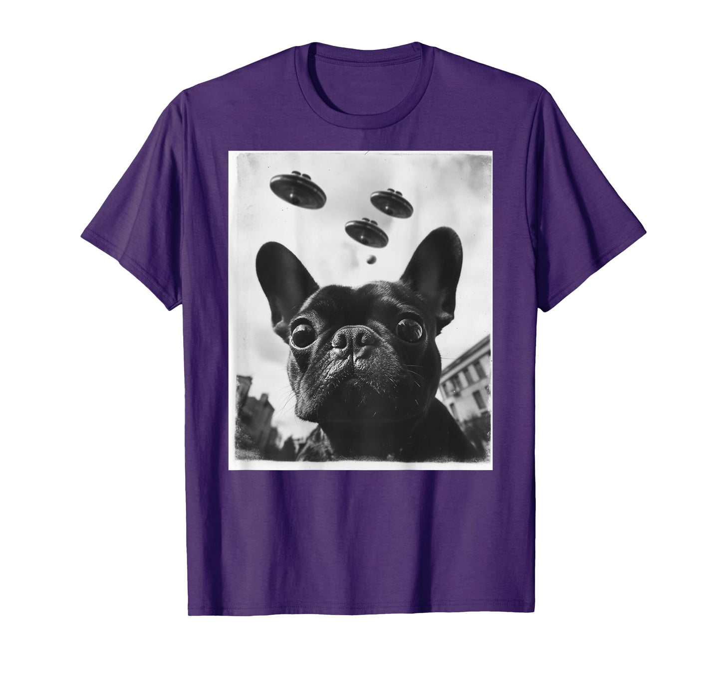 Funny graphic French Bulldog Frenchie UFO Alien Funny weird T-Shirt