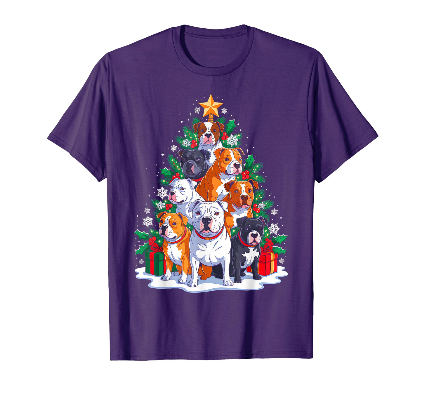 Pittbull Tree Christmas Pittbull Lover Xmas Squad Men Women T-Shirt