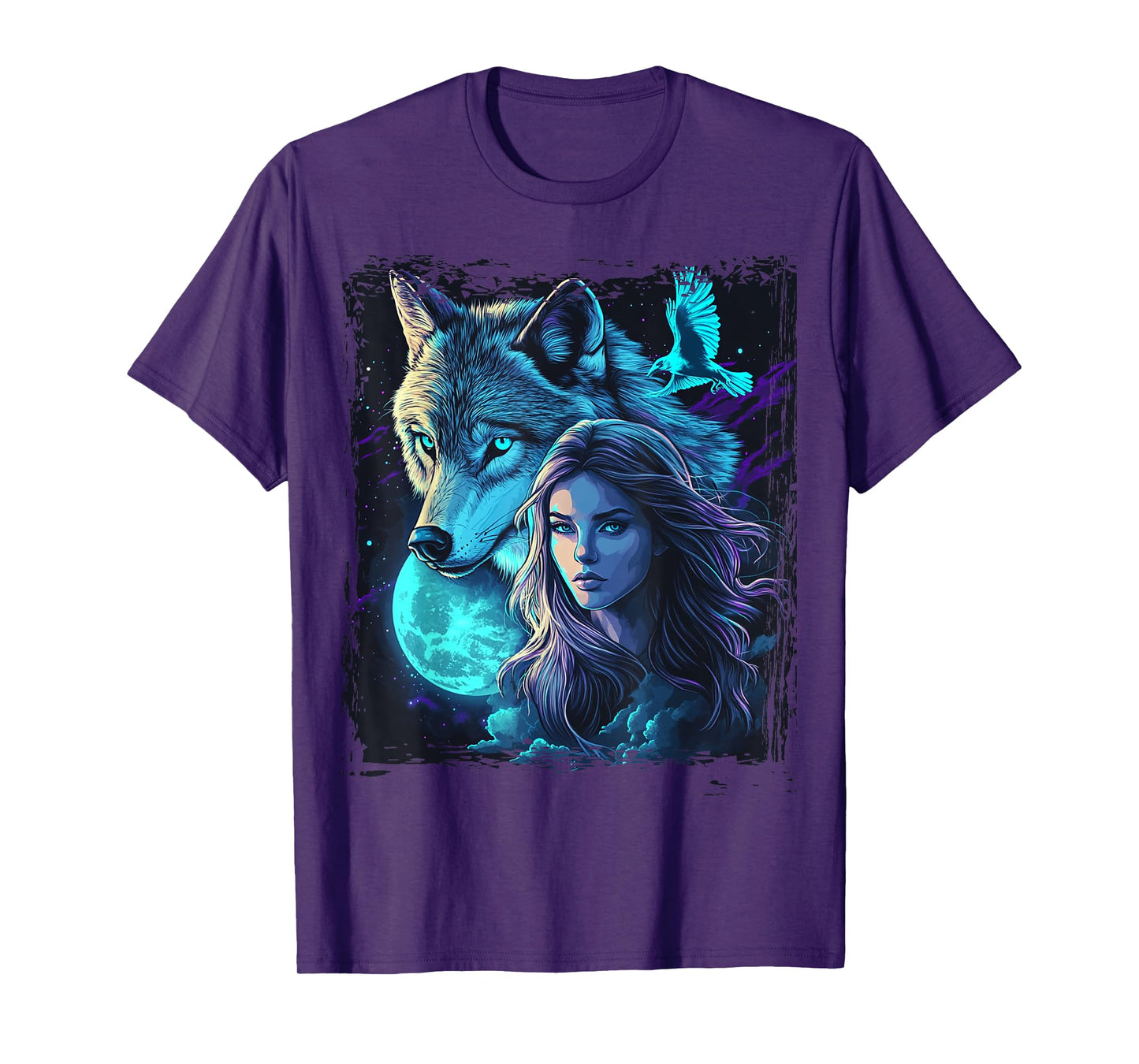 Wolf Girl Ethnic Tribal Boho Feather Native American Hippie T-Shirt