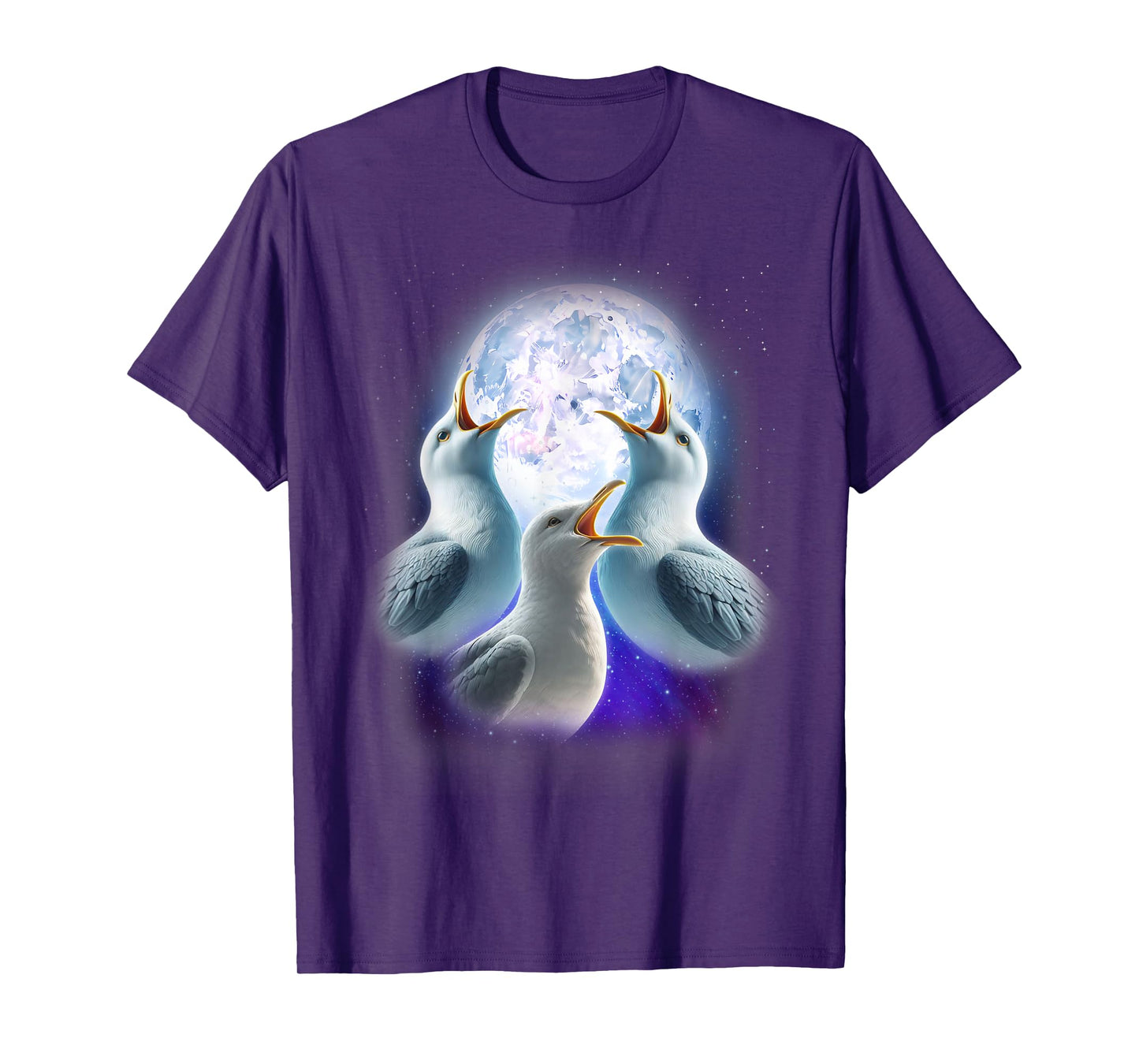 3 Seagulls Howling At The Moon Funny Seagull Lover Seabird T-Shirt