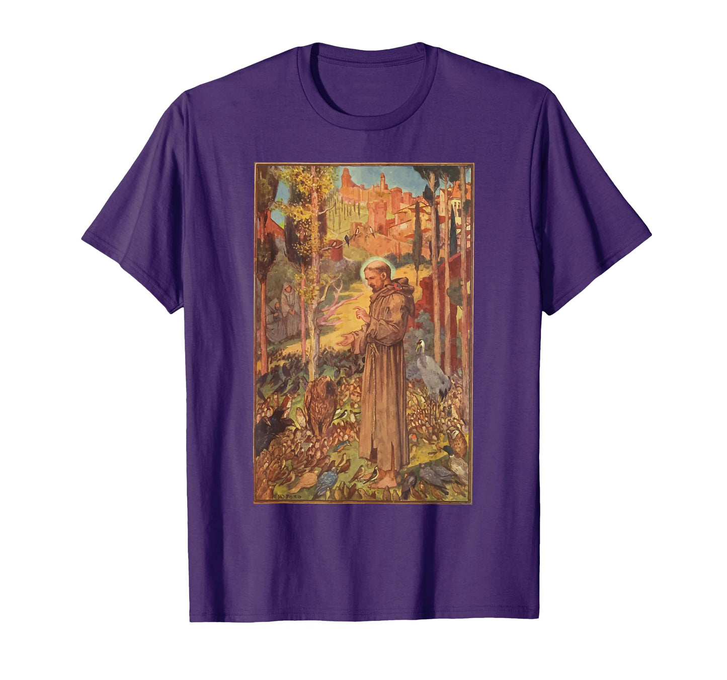 St Francis of Assisi Art Patron Saint of Animals Catholic T-Shirt