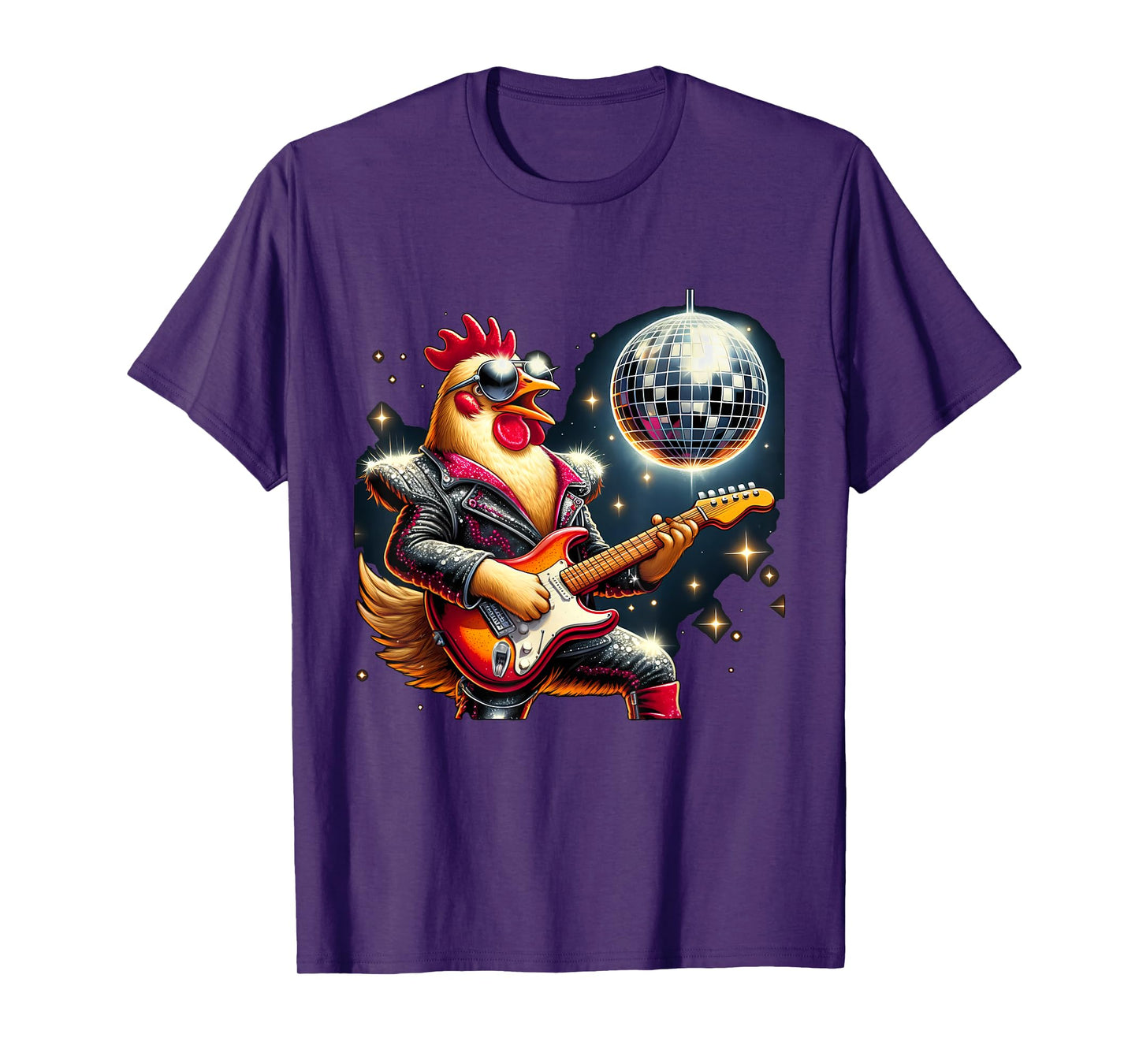 Disco Ball Guitar Chicken T-Shirt