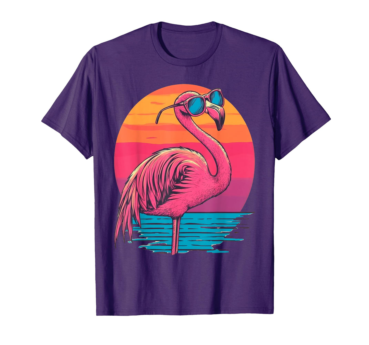 Retro Flamingo Sunglasses Sunset Style Vintage T-Shirt