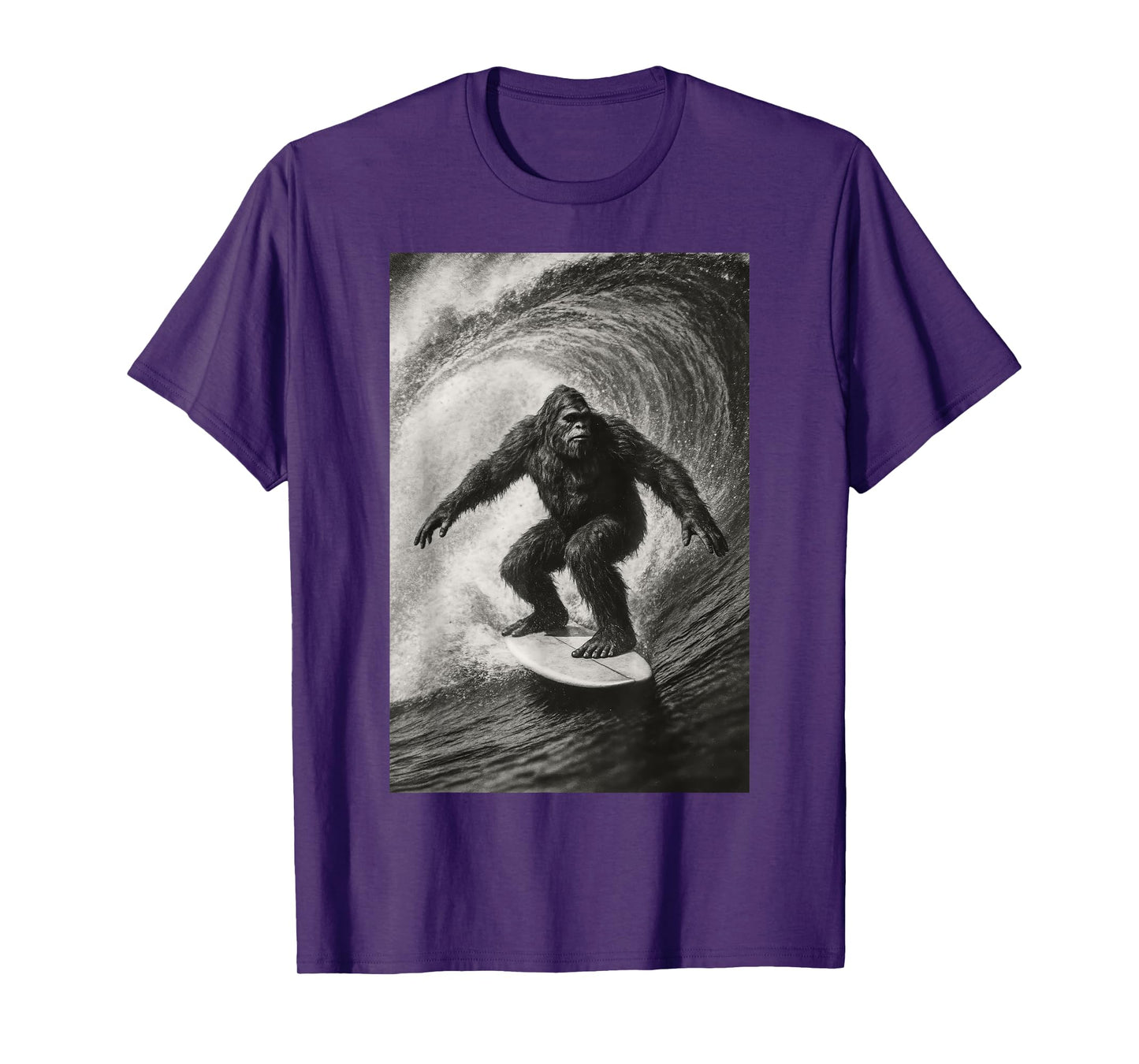 Funny Surfing Bigfoot Sea Selfie On Surfboard Beach Animal T-Shirt