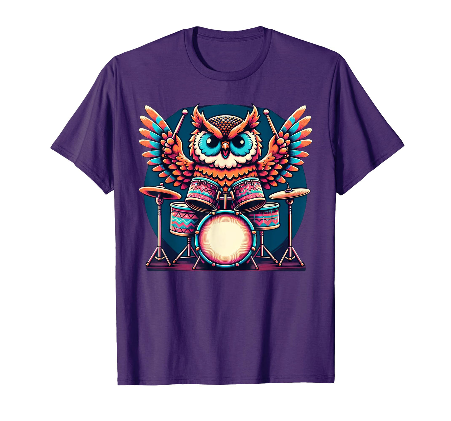 Cute Owl Playing Drums Owls Drummer Music T-Shirt