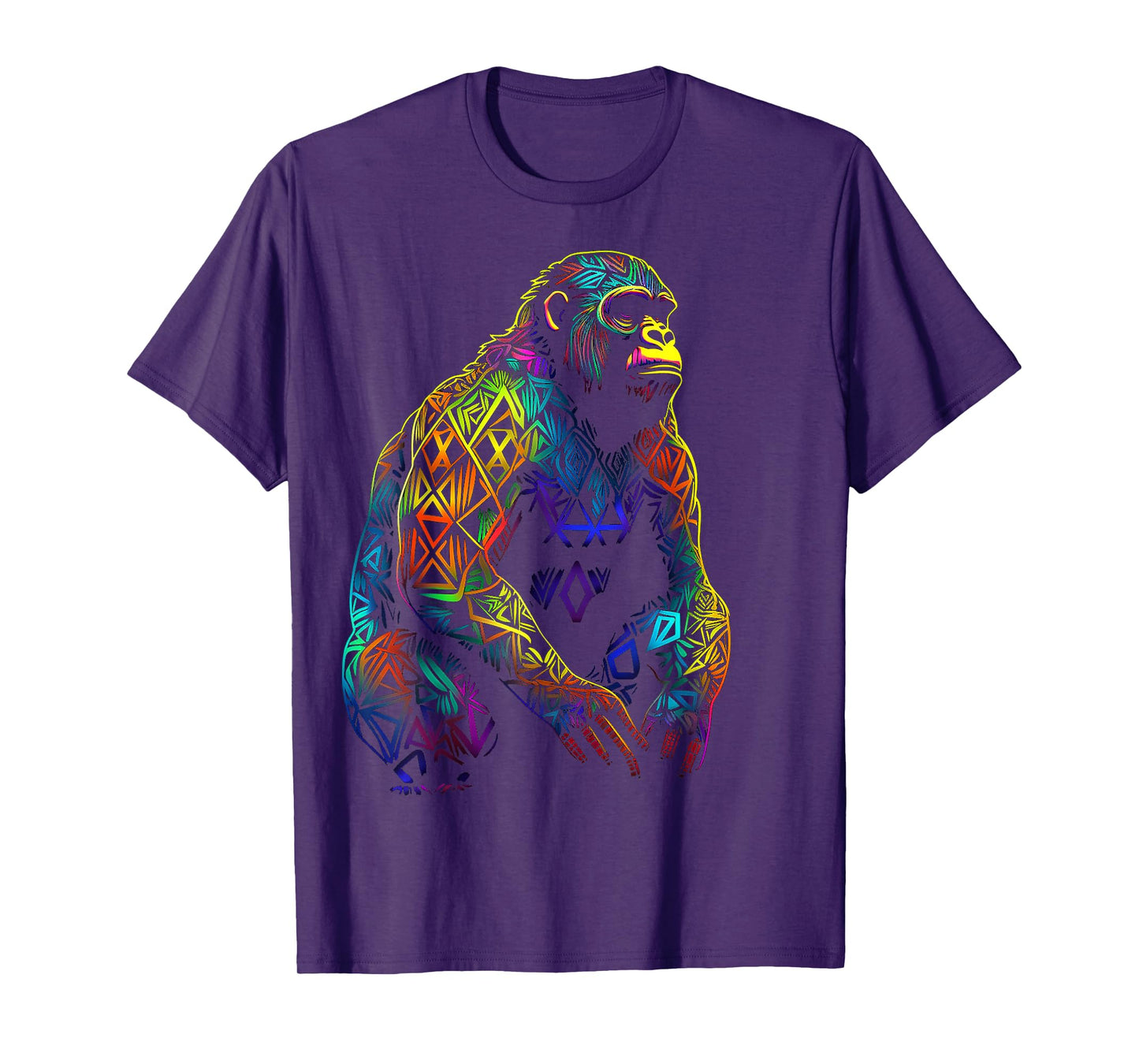 Gorilla Artwork Mandala Animal Colorful Art Graphic Monkey T-Shirt