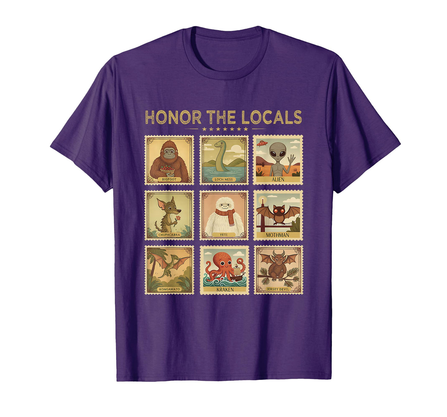 Retro Honor The Locals Bigfoot Big Foot Women Men Cryptid T-Shirt