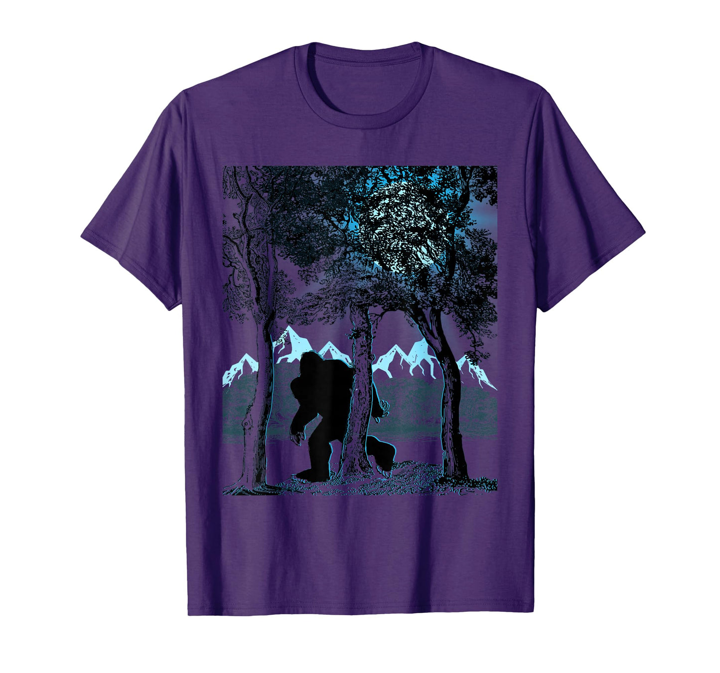 Bigfoot in the Forest Hiding Under the Moon T-Shirt