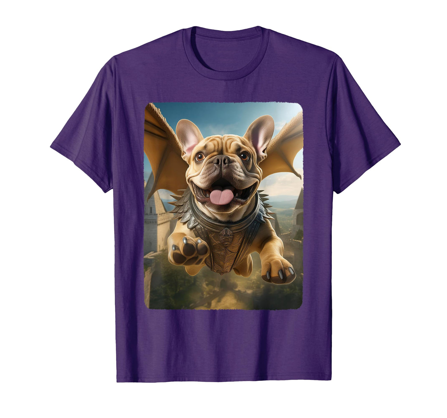 Frenchie Flying Cute Fantasy From Dog House to Sky Dragon Men Women Girls Kids T-Shirt