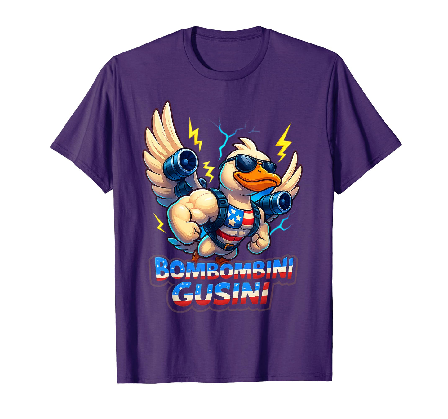 Bombombini Gusini Funny Brainrot Goose American Flag Meme T-Shirt