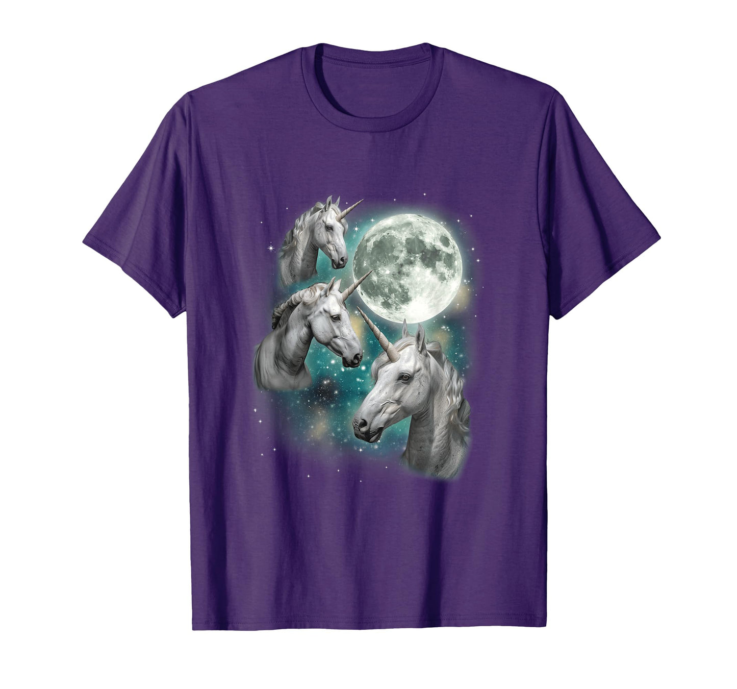 Three Unicorn Moon | 3 Magical Fantasy Mythic Horned Unicorn T-Shirt