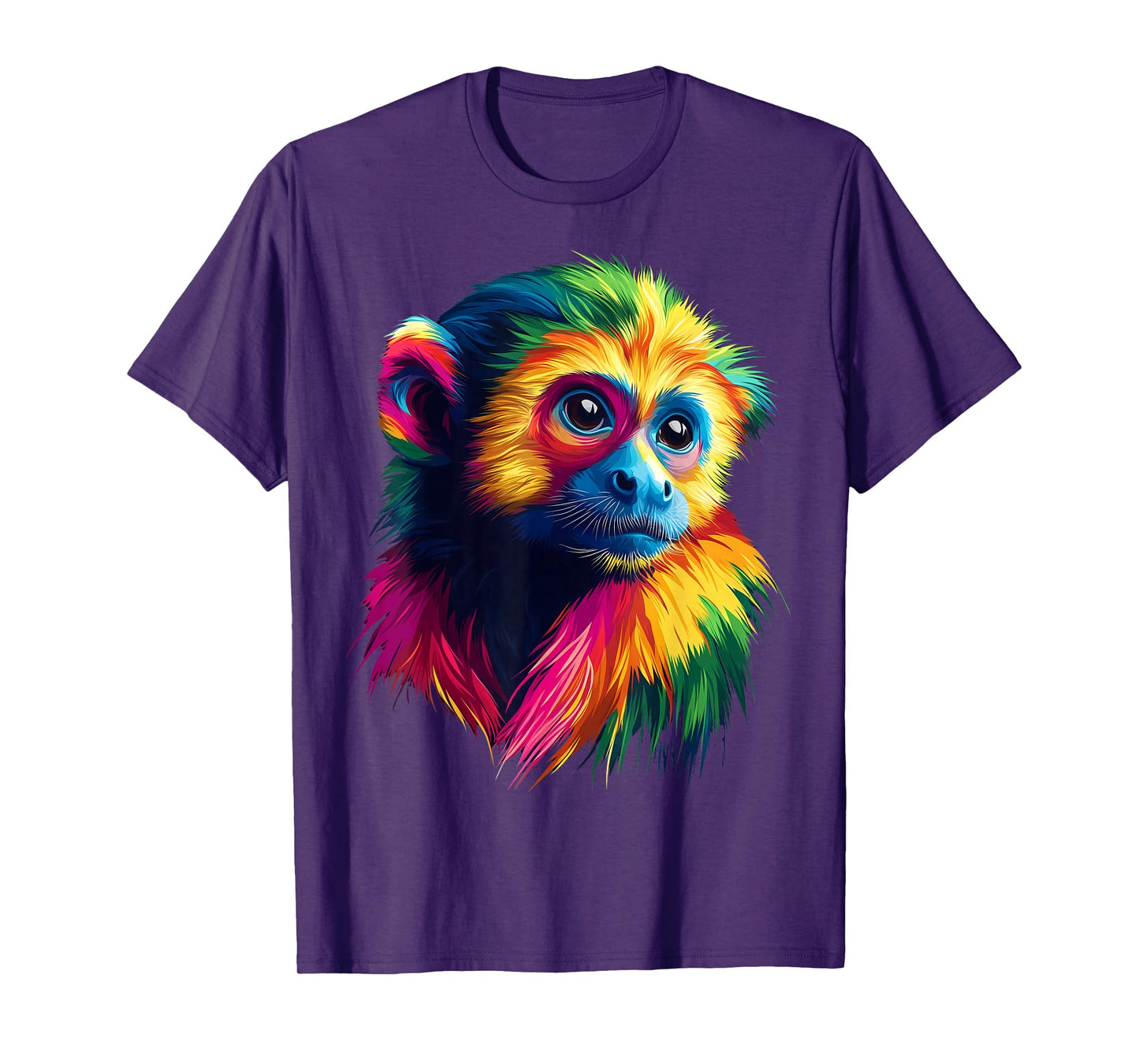 Colorful Capuchin Monkey Face Animal Lover Men Women Black T-Shirt
