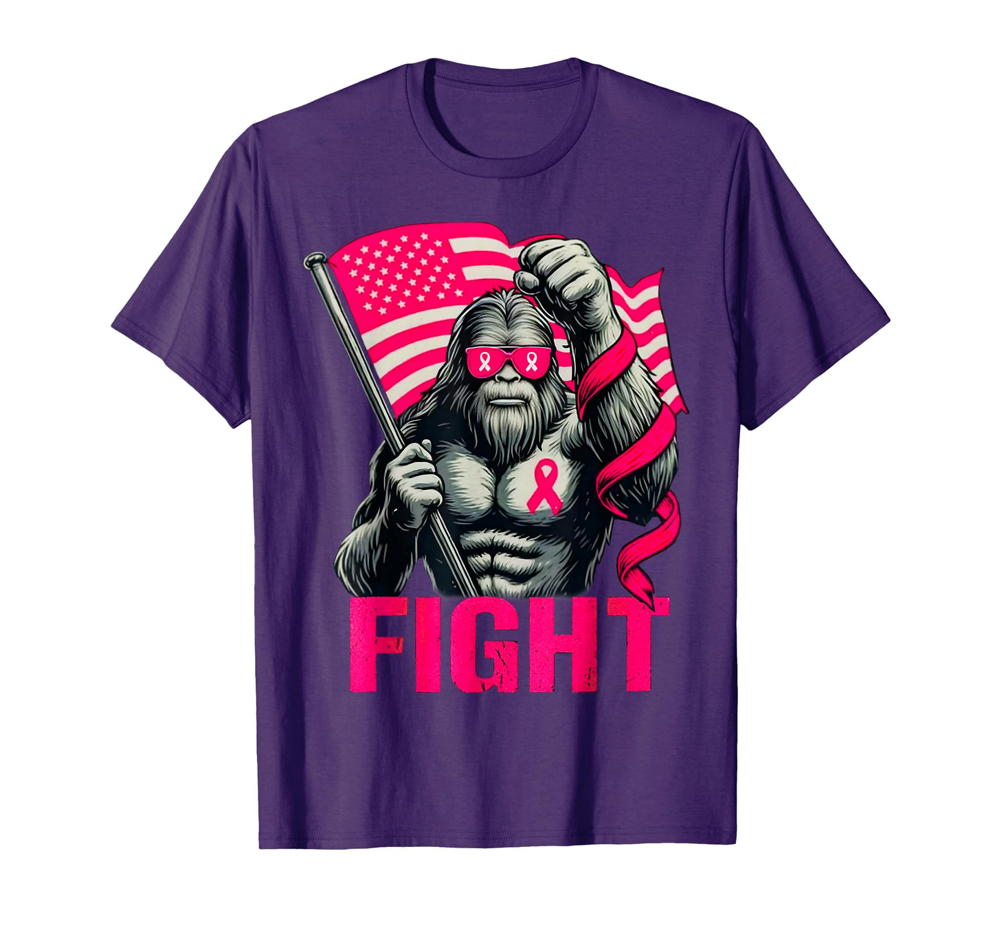 Bigfoot Pink Ribbon Fight Breast Cancer Awareness T-Shirt
