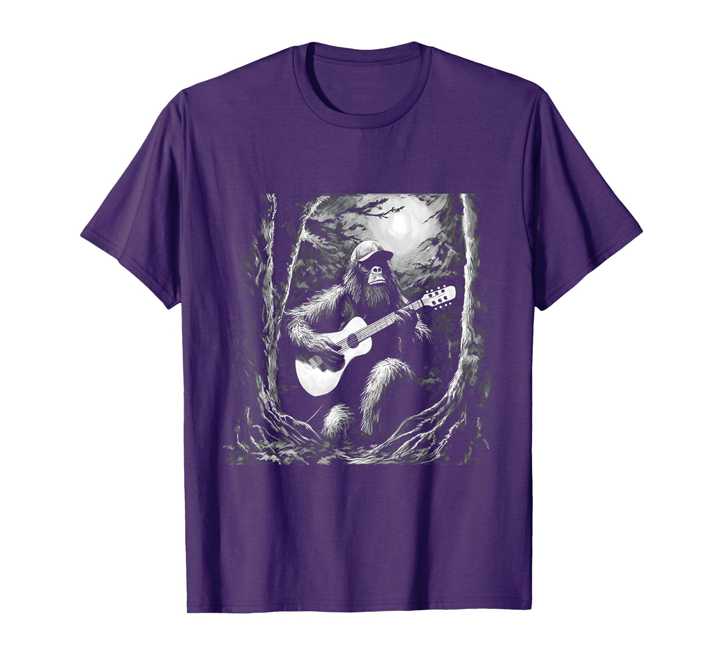 Bigfoot Playing Acoustic Guitar Funny Sasquatch Big Foot T-Shirt