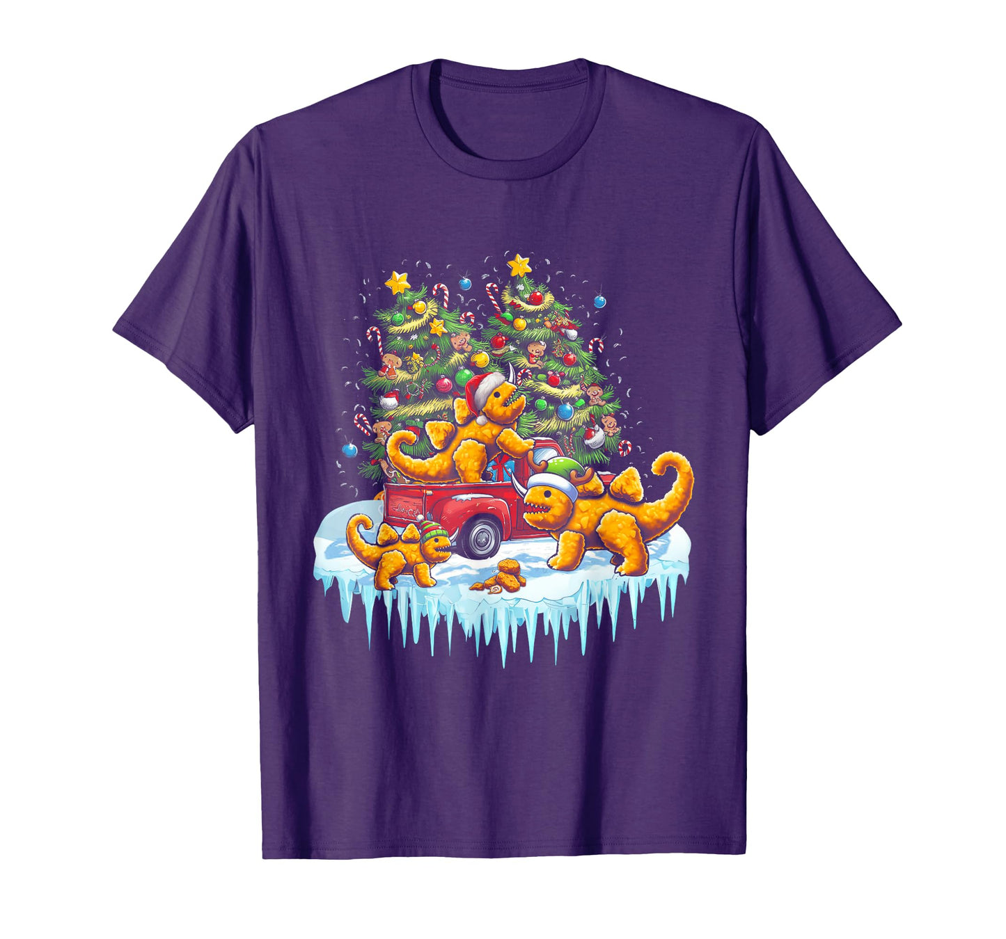 Dino Chicken Nuggets Funny Dinosaur Shape Nuggets Christmas T-Shirt