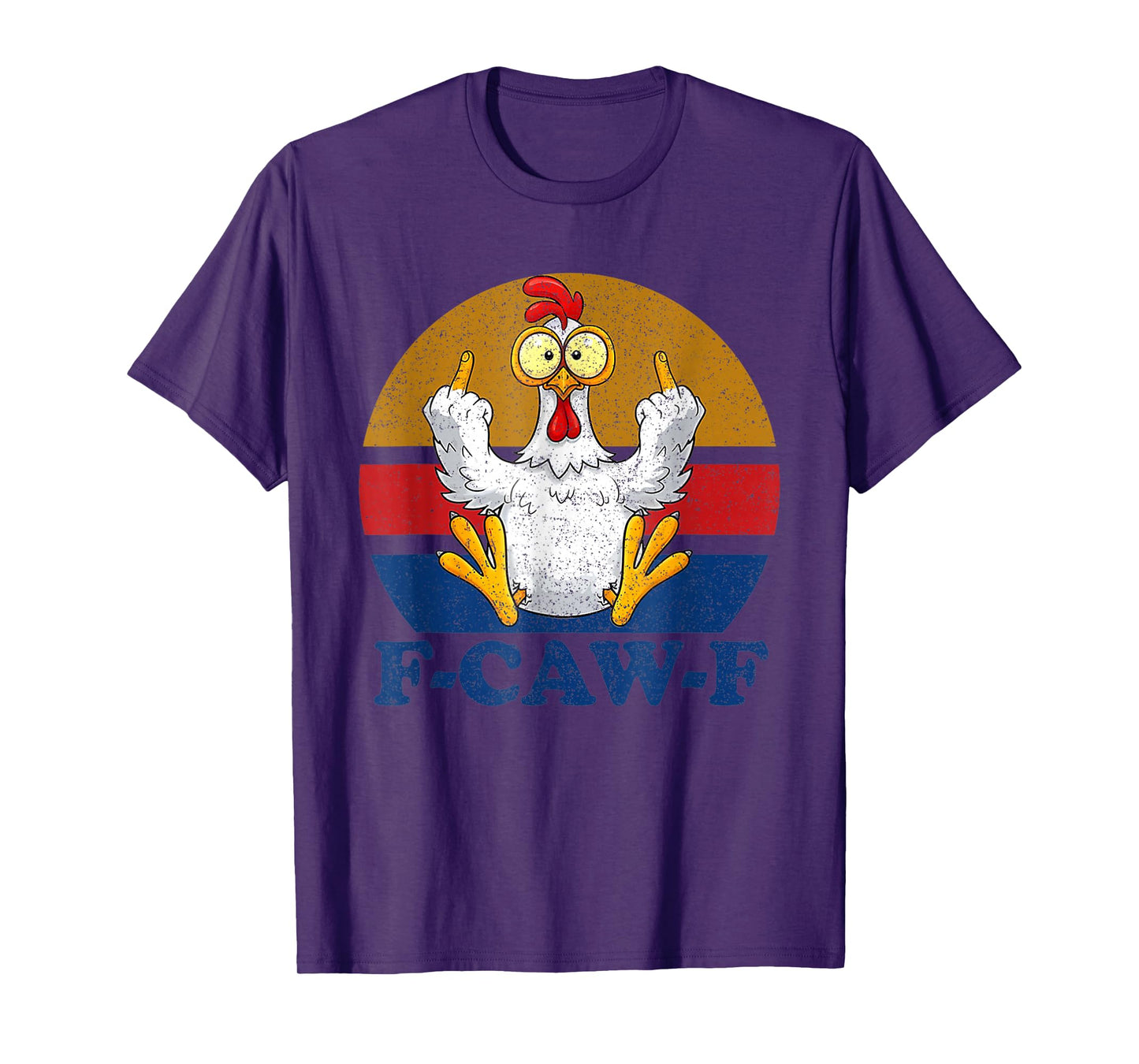 F-CAW-F Funny Chicken Flipping Off Vintage Retro Rooster T-Shirt