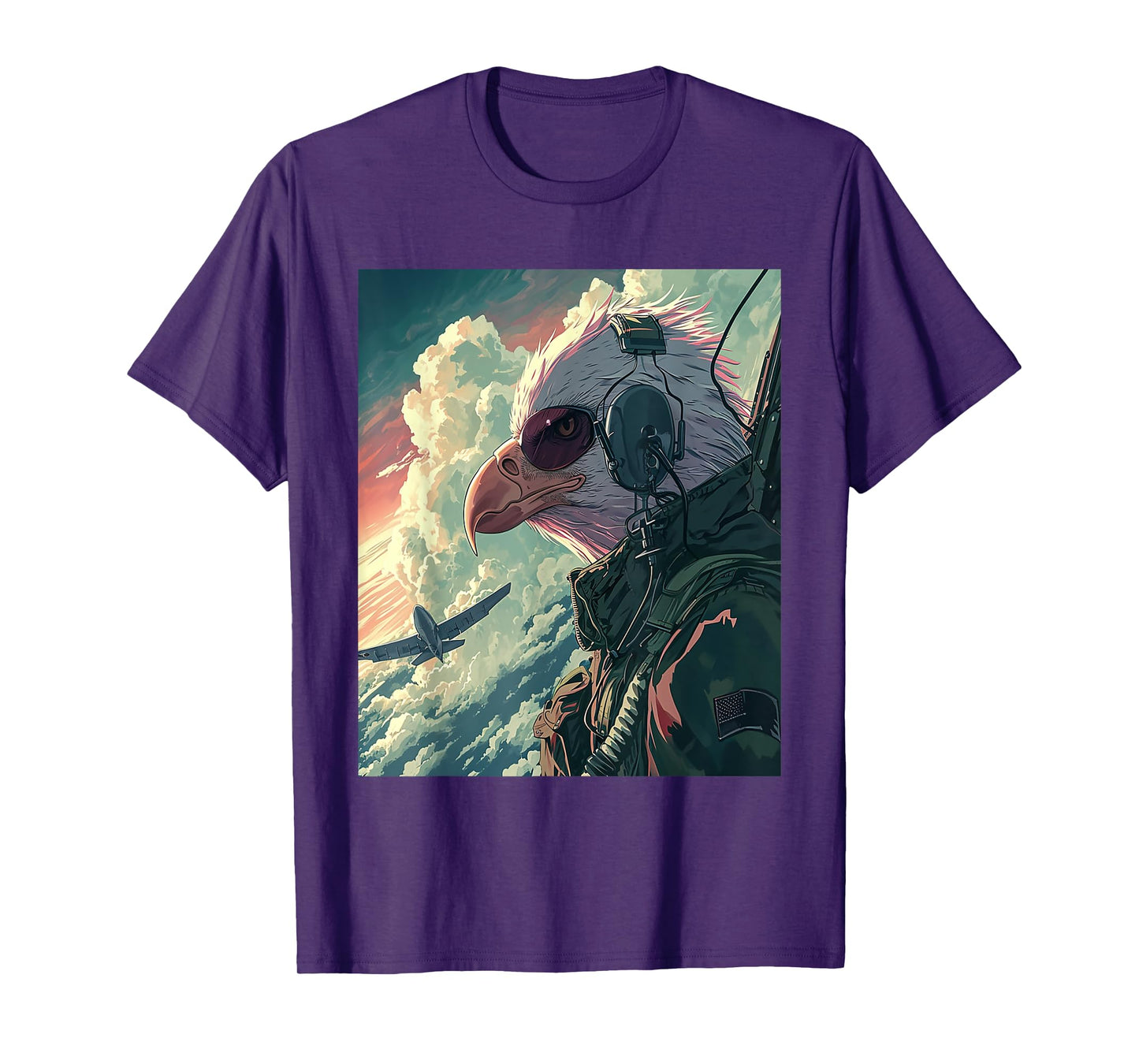 American Bald Eagle Fighter Pilot Patriotic US Military Art T-Shirt