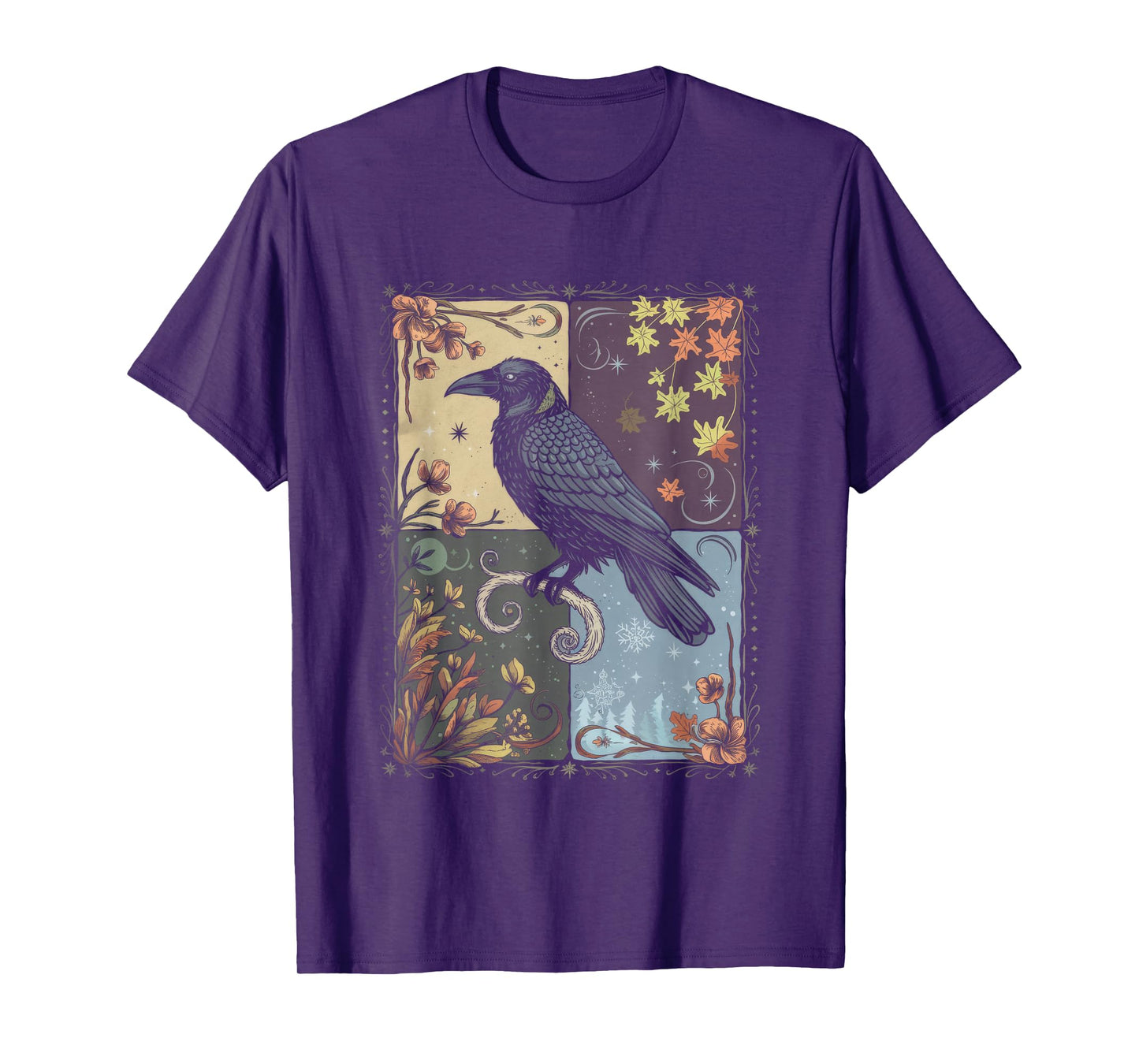 Ravens Raven Moon Floral Nature Birds T-Shirt