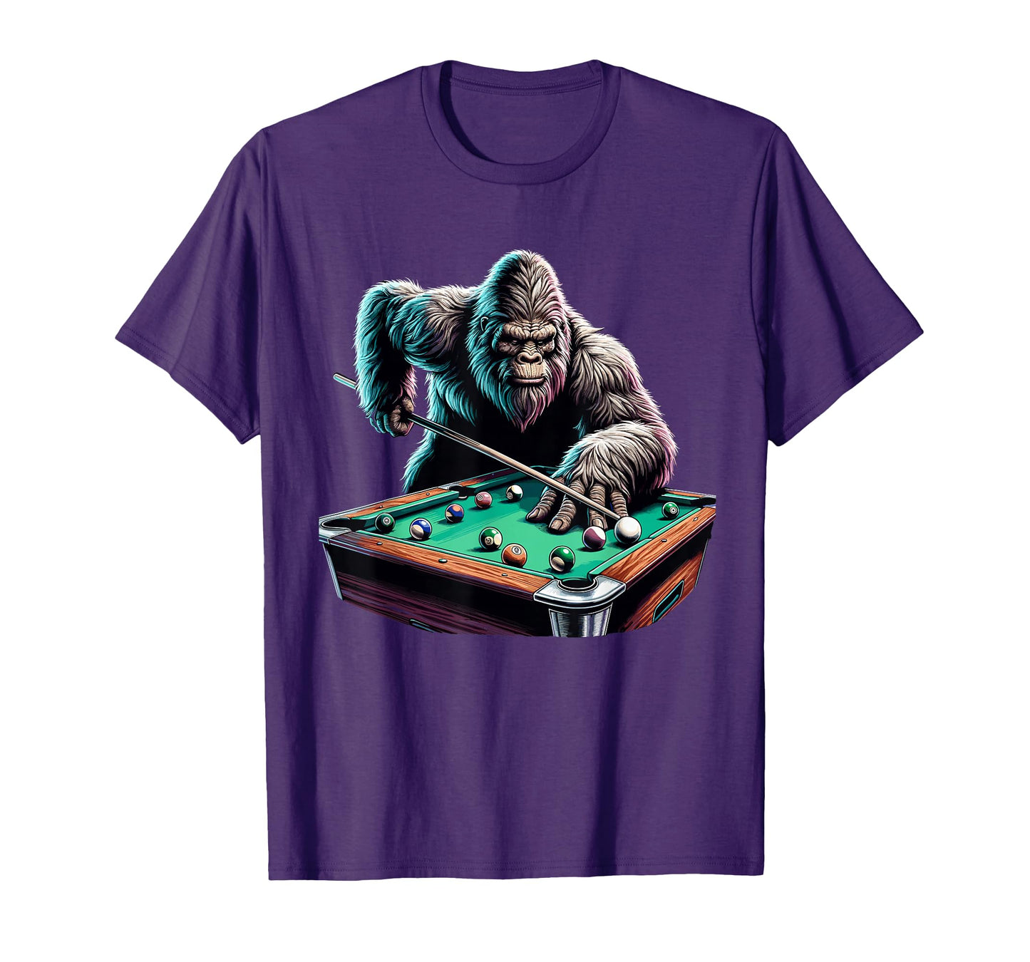 Funny Bigfoot Sasquatch Billiards Pool Player Men Boys T-Shirt