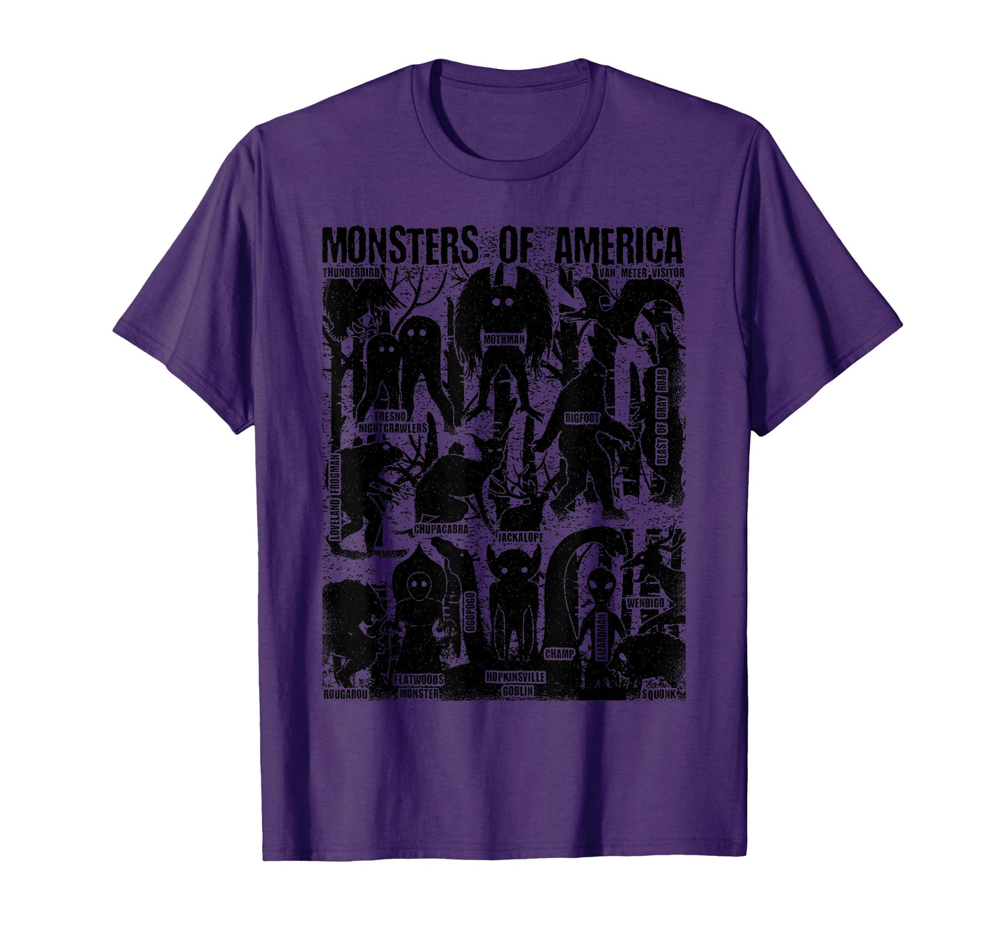 Bigfoot Mothman Champ And Other Monsters Of America Cryptid T-Shirt