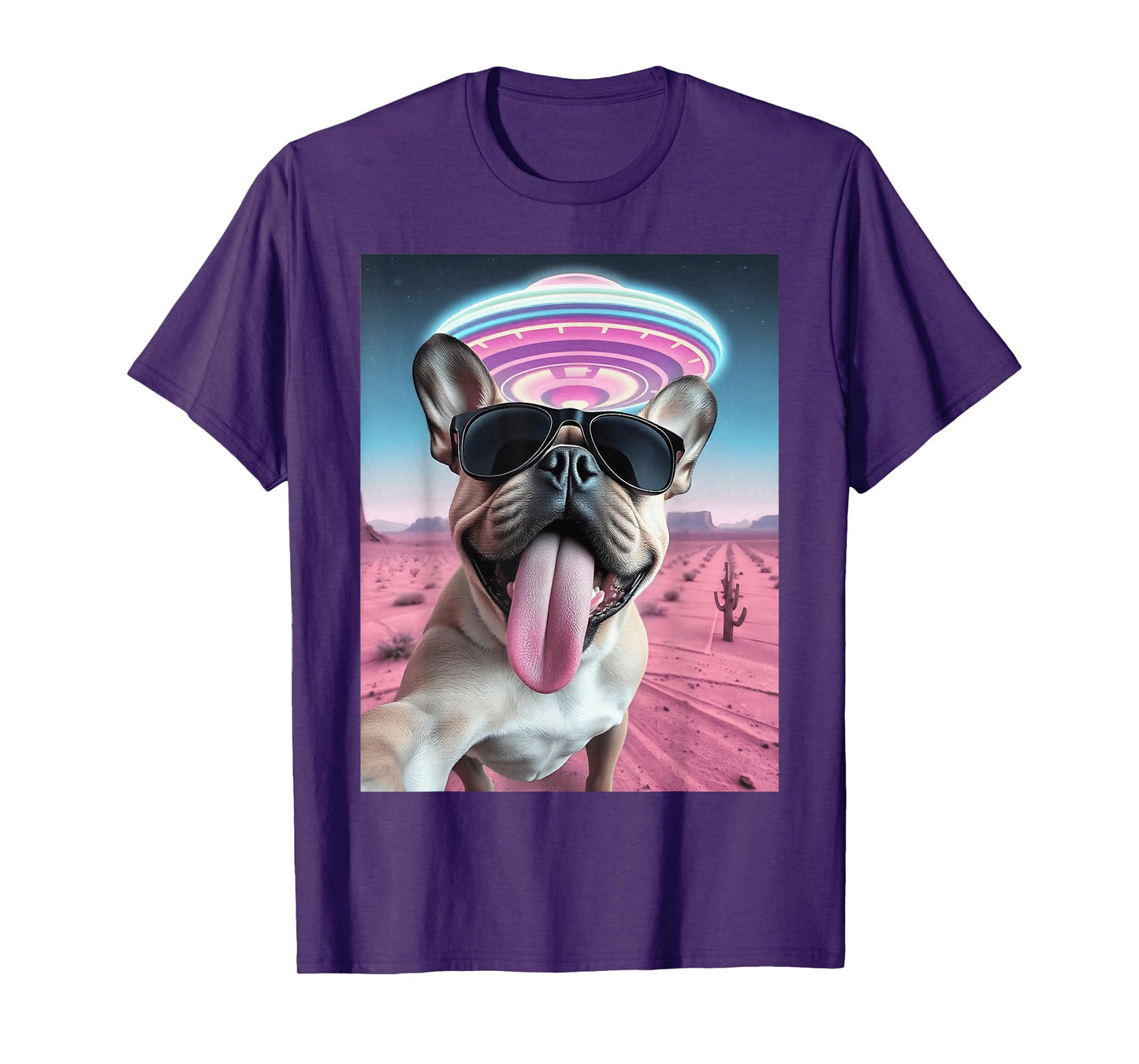 French Bulldog UFO Selfie Retro French Bulldog Aliens T-Shirt