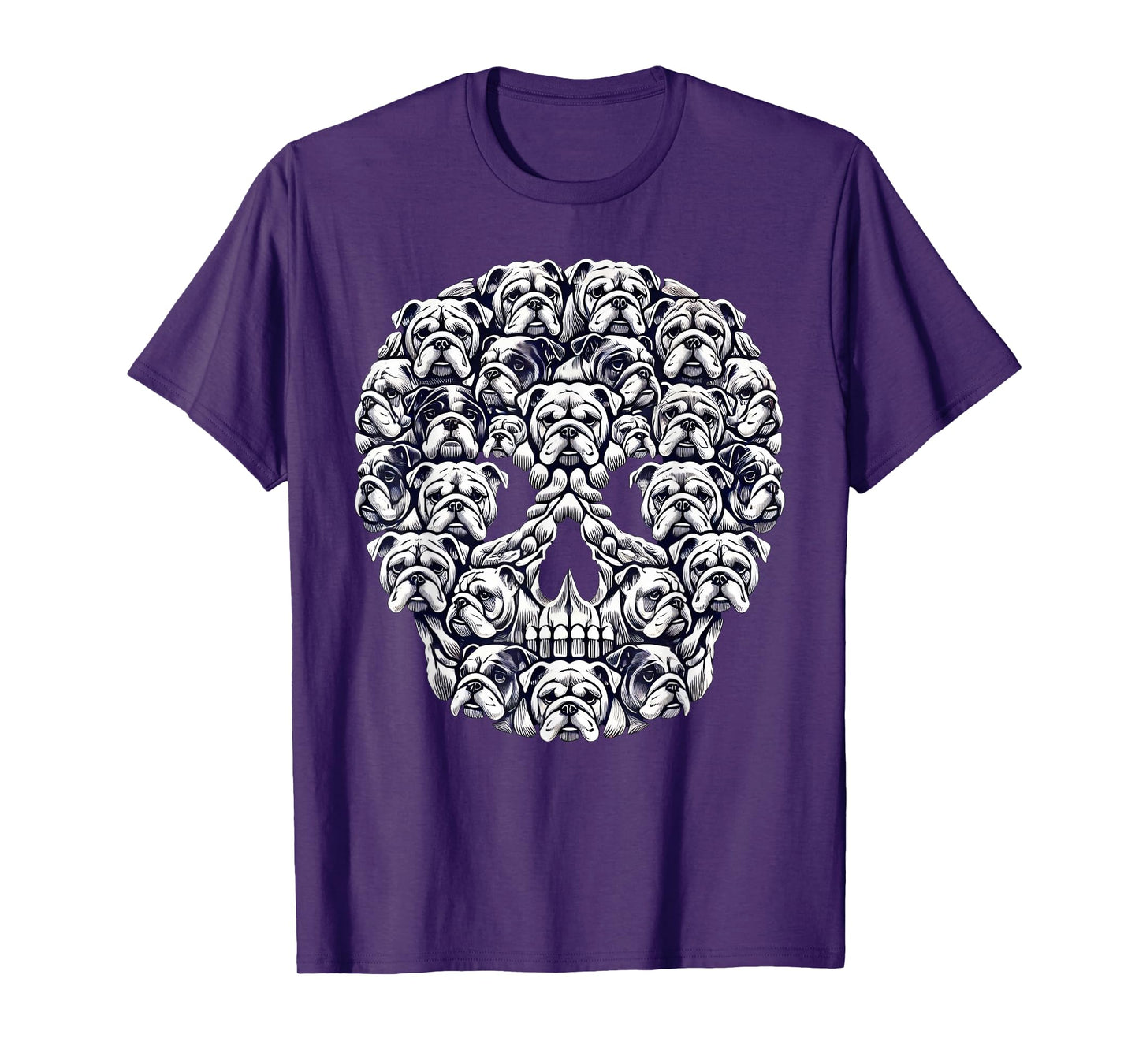 English Bulldog Dog Skull Halloween T-Shirt